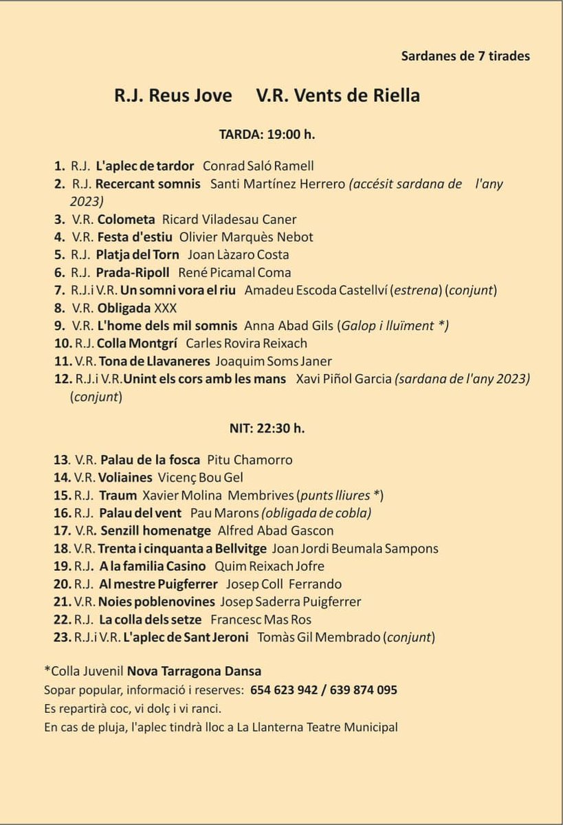 🗓️Apunteu a l'agenda
50è. Aplec Sardanista de la Ribera d'Ebre
3 d'agost de 2024.
19.00 h /22.00 h.
Plaça de Baix
Mora d'Ebre
<a href="/CoblaReusJove/">Cobla Reus Jove</a> 
<a href="/ventsderiella/">Vents de Riella</a> 

<a href="/Ajmoradebre/">Móra d'Ebre</a>  <a href="/somsardana/">SomSardana</a> #aplecssardanacatalunya