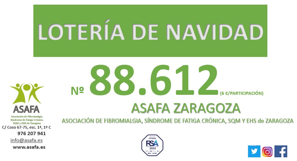 nformamos que ya disponemos de lotería de Navidad 2024 y saldrá a la venta el 19 de agosto.
El numero que es el 88.612
Son participaciones de 6 € (5 € de lotería y 1 € de donativo).
Suerte!!!!