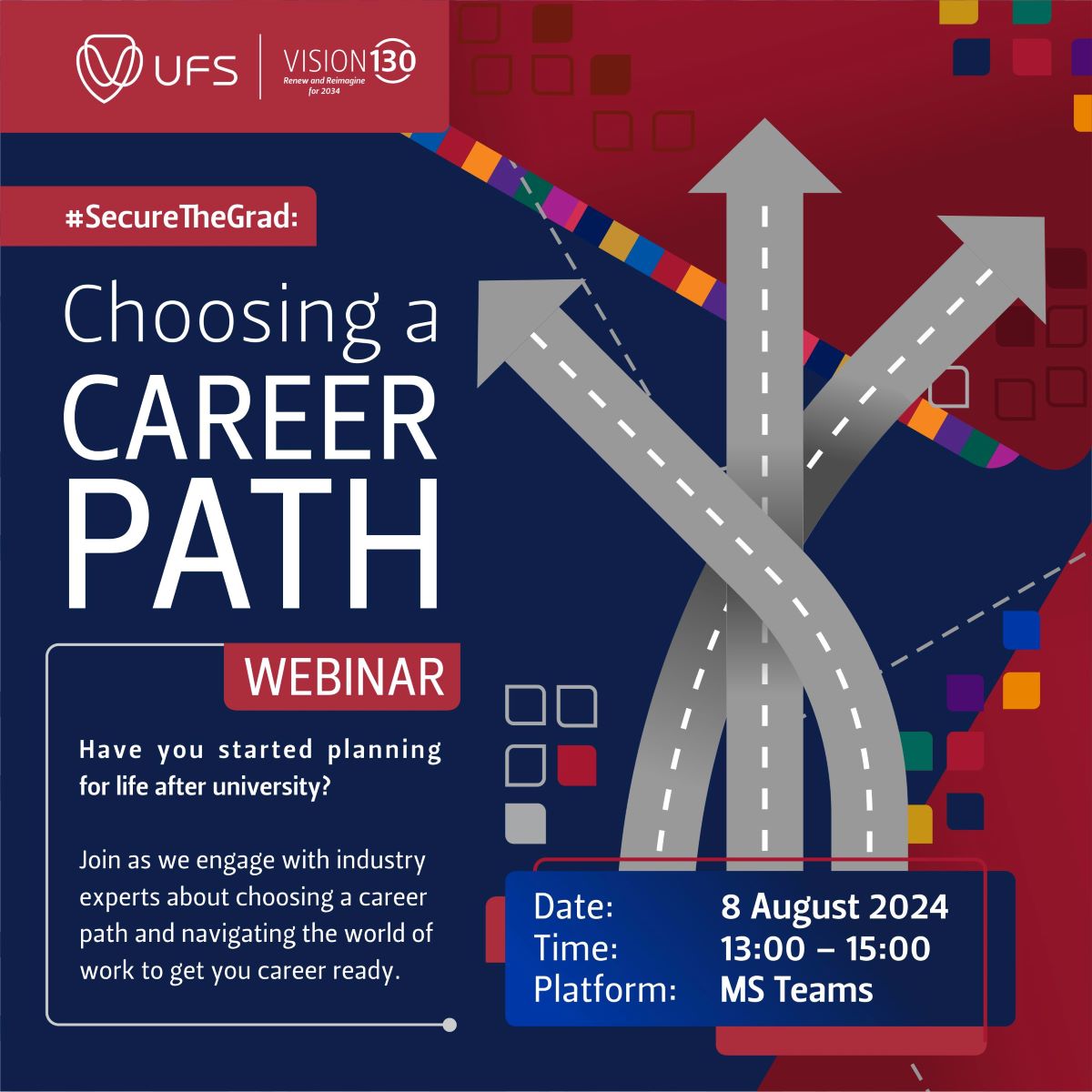 UFSweb's tweet photo. Empower your career journey! Join our Choosing a Career Pathway and Navigating the World of Work webinar to explore career options.
Sign up here: https://t.co/IVh3JxXWpN
#CareerPathways #WomenInLeadership #UFSAlumni #ProfessionalDevelopment #StudentSuccess https://t.co/aY8CeArdLX