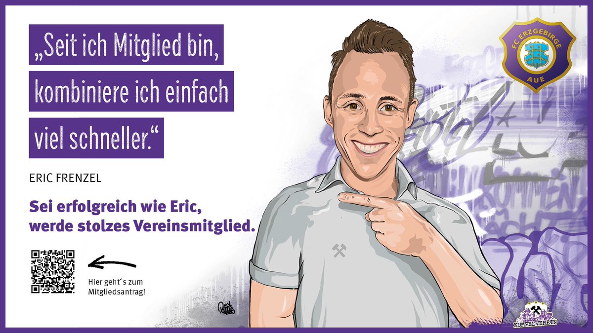 FCErzgebirgeAue's tweet photo. Der Nächste, bitte! - Auch Eric #Frenzel als Nordischer Kombinierer wirbt um neue Mitglieder!⚒💜 

🗞👉🏻https://t.co/hPgrVauVpe

#AUE #Kumpelverein https://t.co/1LOXuaTE6H