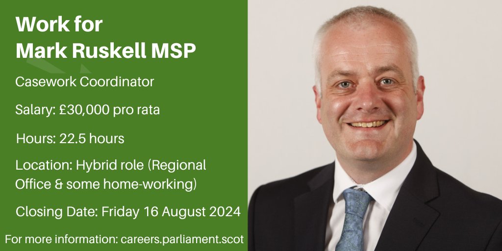 MSPS Jobs (@work4msps) on Twitter photo Mark Ruskell MSP (<a href="/markruskell/">Mark Ruskell</a>) is looking for a Casework Coordinator to join his team, based in #Stirling. Find out more: ow.ly/5Zmh50SFPLG Mark Ruskell MSP (<a href="/markruskell/">Mark Ruskell</a>) is looking for a Casework Coordinator to join his team, based in #Stirling. Find out more: ow.ly/5Zmh50SFPLG