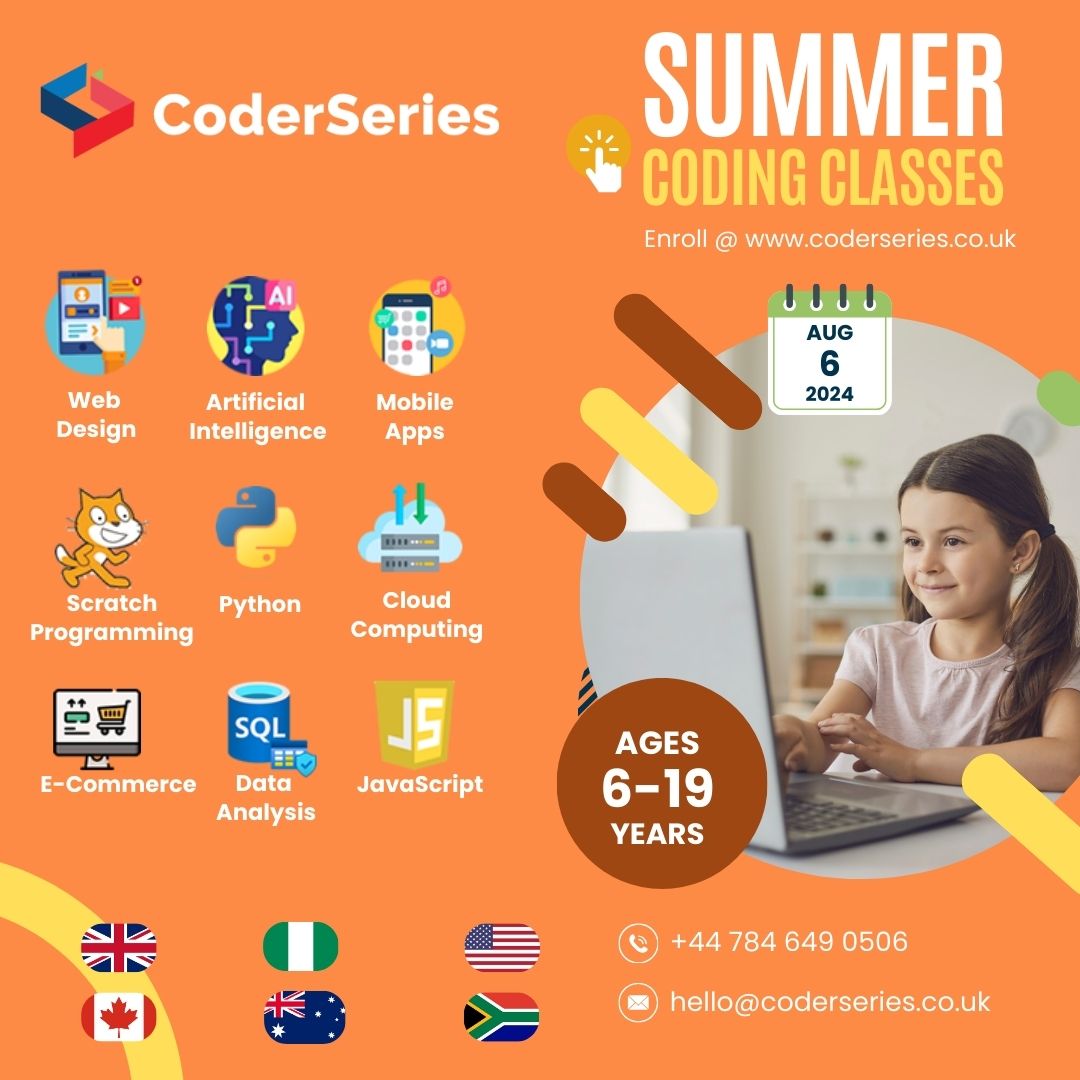 CoderSeries's tweet image. Hello parents & young tech enthusiasts! Get ready to unlock your kids' coding superpowers with the #CoderSeries 2024 Summer Program.
🔗 Register Today: coderseries.co.uk/GB/Summer_Prog… 📞 Have Questions? Call: +44 784 649 0506 or Email: apply@coderseries.co.uk
1/5