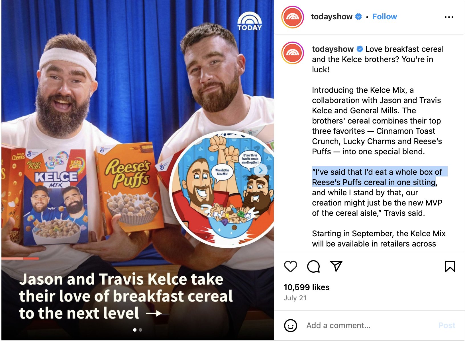 Nick Norwitz on X: "🧵Kelce Cereal Destroys Metabolic Health? 🧵 🔗 At the  end 🧠Read with open & inquisitive minds cc @calleymeans @JasonKelce  @tkelce @TODAYshow 1/7) Much like I used do with