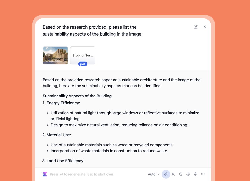 🎉 Chat with Documents and Images!

Simply drag&amp;drop/paste documents and images, or click the "paperclip" icon in the bottom of Voilà dialog to select files from your computer. The beta version of this feature is currently being tested as part of the Voilà Ultimate plan.