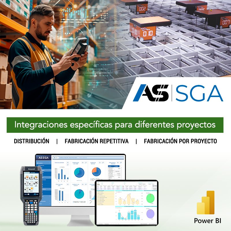 Evolucione y automatice su logística con AS SGA de #ASSoftware.
Integraciones específicas para diferentes proyectos: DISTRIBUCIÓN, FABRICACIÓN REPETITIVA y FABRICACIÓN POR PROYECTO.
En #ASSoftware somos desarrolladores e integradores de software de gestión de empresa. #ASSGA