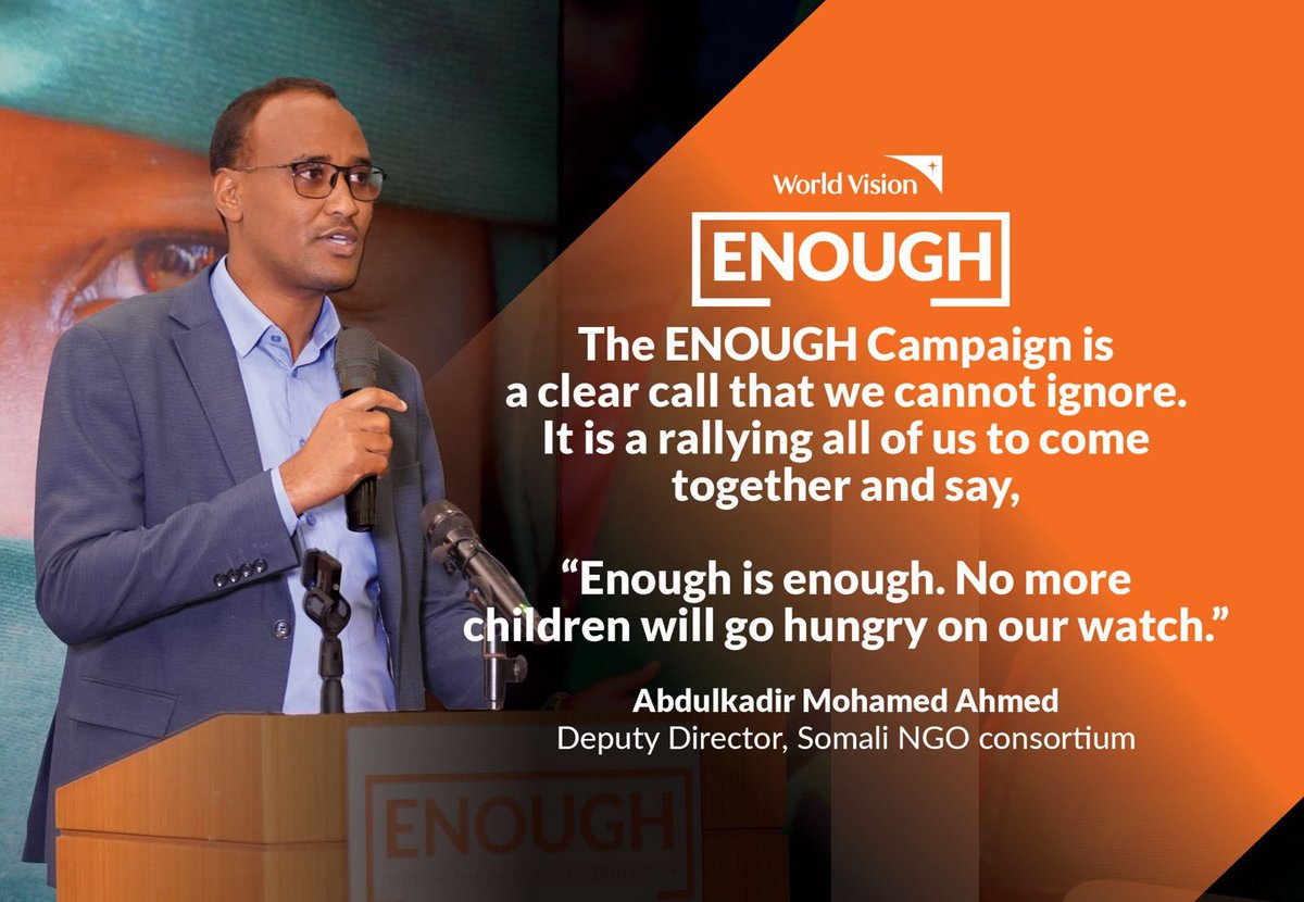 NGOConsortium's tweet photo. Grateful to join the call #SayEnough with @WVSomalia and lend the full support of our shared commitment to end child hunger and malnutrition once and for all. https://t.co/Rbff5YC6Zo