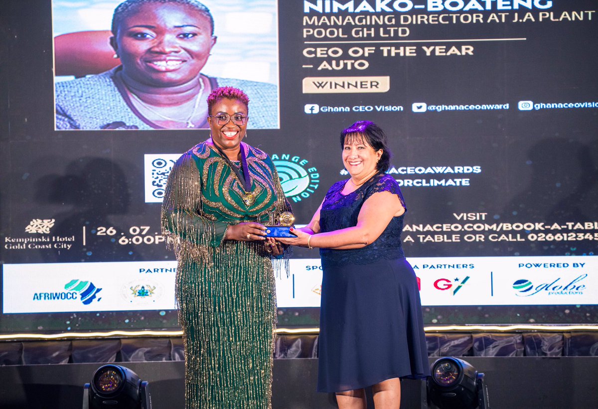 thejospongroup's tweet photo. Adwoa Frimpomaa Nimako-Boateng the Managing Director of @JAPPGH won the CEO OF THE YEAR in the Automobile category.
#GhanaCEOAwards #Jospong #JAPP #AppointedTime https://t.co/VK1c37Qv5I