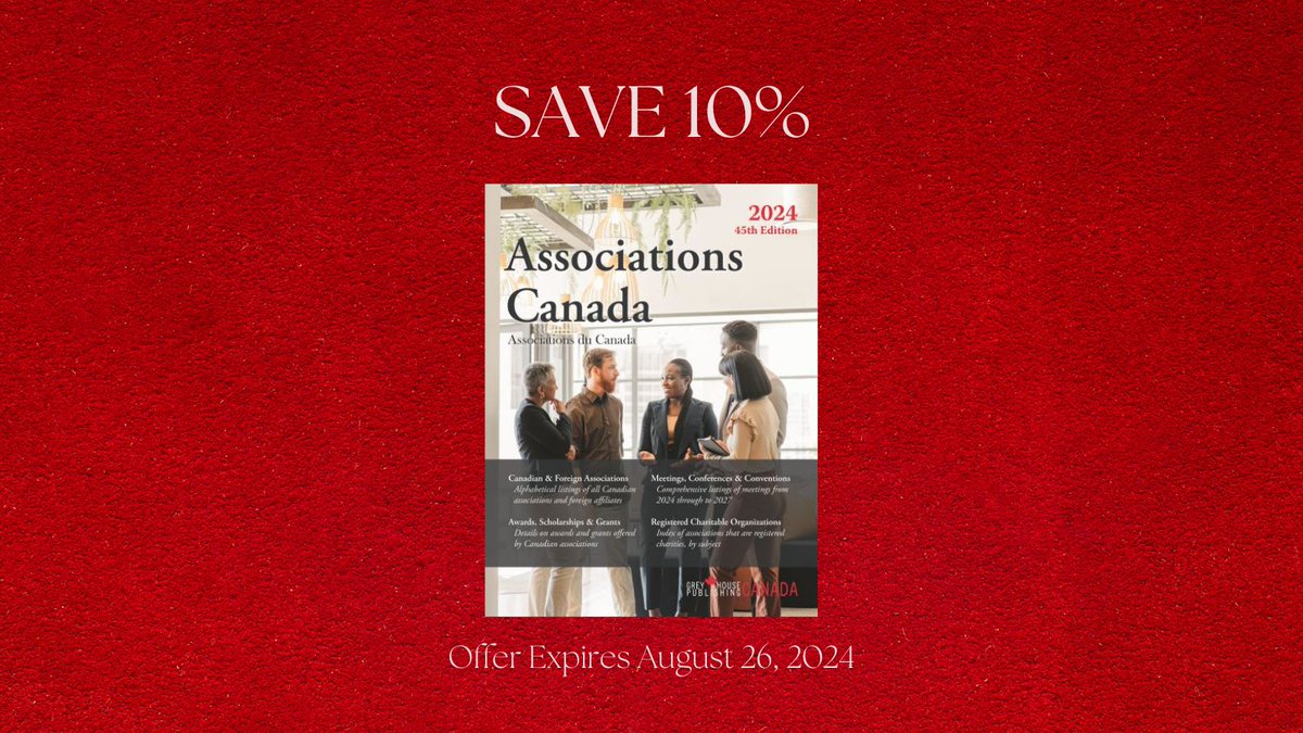 greyhousecanada's tweet photo. Associations Canada, 2024 will Give Your Patrons Instant Access to Over 20,200 Canadian Organizations! Save 10% Today &amp; Get Free Online Access! https://t.co/jLGkyMdWE7 https://t.co/VwRWRZy5Hm