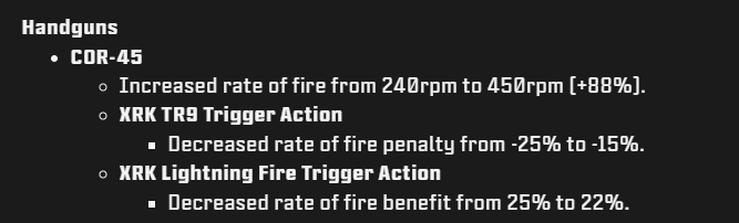 TheXclusiveAce's tweet photo. My baby is at least somewhat back! Still not quite as good as it once was but this is looking at least much more reasonable and the Cor45 will be very useable again once this patch is live. https://t.co/c9W4B0T2FV