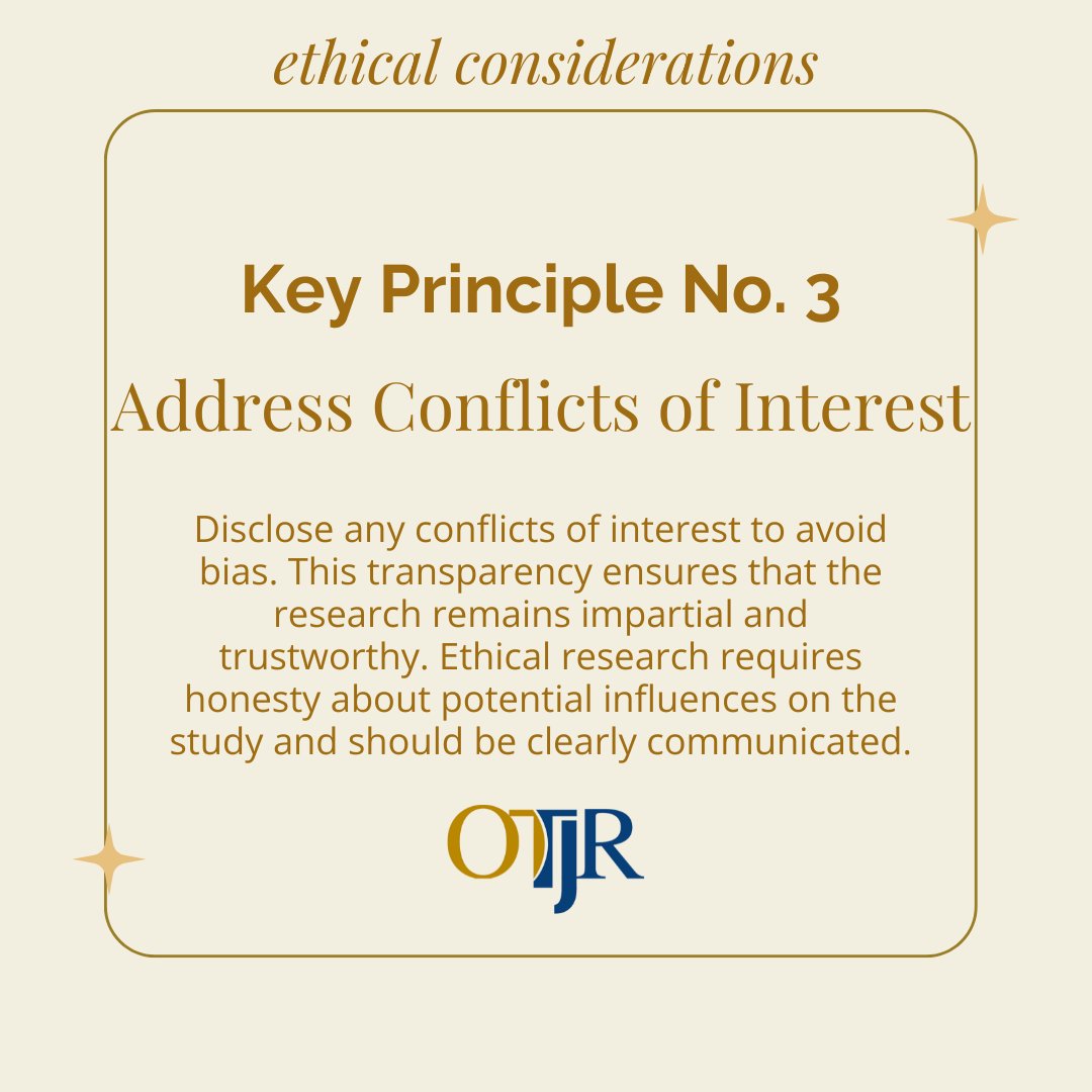 OTJRJournal's tweet photo. Ethical Considerations in OT Research: Informed consent, confidentiality, and addressing conflicts of interest are vital for credible studies.
#OT #EthicsInResearch #OccupationalTherapy #ResearchIntegrity #OTLife #academicOT #OTP #OTRL #OTD #OTA #OTRL #occupationaltherapist https://t.co/wItSnyP1K6