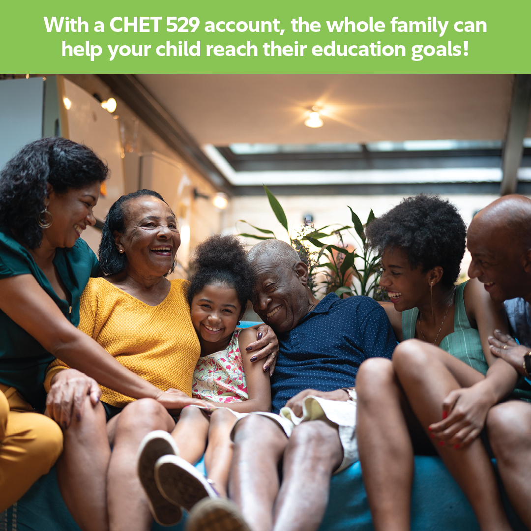 When you save for your child’s education with CHET, friends and family can help save, plus there’s no minimum to open, and no annual fees! Start saving today at aboutchet.com #529Plan #CollegeSavings #Connecticut