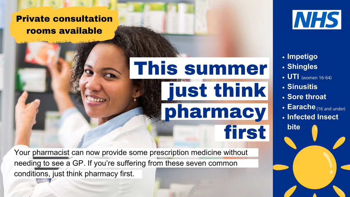 Did you know you can visit a pharmacist instead of your GP for advice and treatment on a range of minor illnesses.
nhs.uk/thinkpharmacyf…