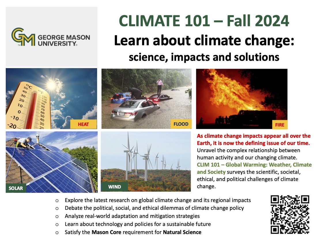 Want to learn more about climate change? Take Climate 101 at Mason this Fall: