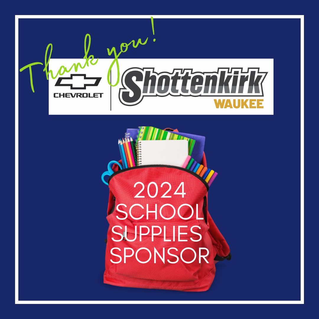 waypoint_care's tweet image. We are grateful for Shottenkirk Waukee Chevrolet in partnering with us to help resource-challenged students get school supplies.  #tools4school