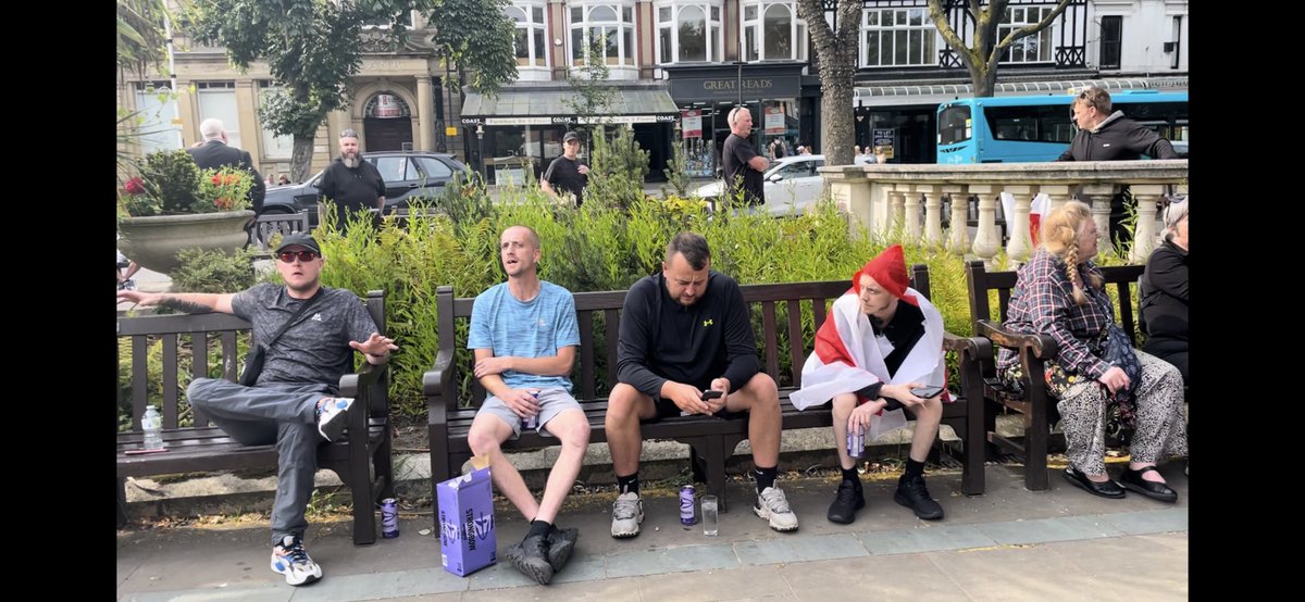 The organiser of a vigil to support the victims of the Southport atrocity has just confronted a group who have brought two St George’s flags (and a crate of cider). One of the men said they believed it was a terrorist attack.