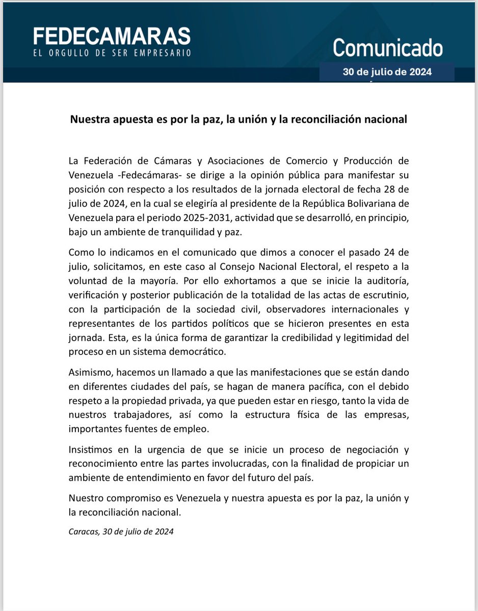 *Nuestra apuesta es por la paz, la unión y la reconciliación nacional*