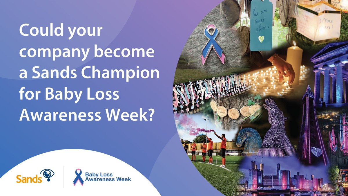This year, we are once again inviting organisations of all sizes to show their support and become recognised as a Sands Champion for #BabyLossAwarenessWeek (9-15 Oct) 🎗️

Find out how your employer can pledge today ⬇️

sands.org.uk/sands-champion… 

#SandsChampion #BLAW