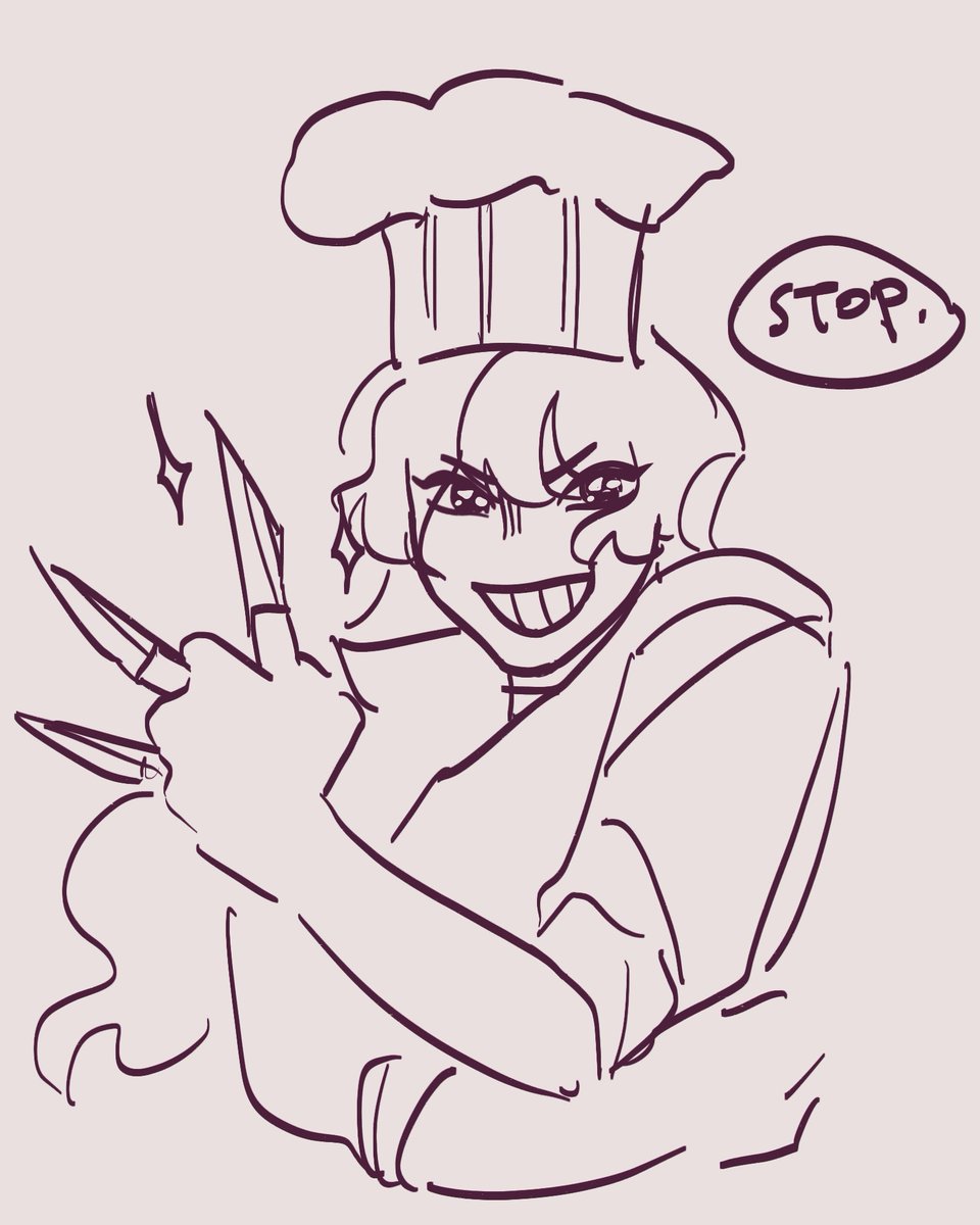 gremnda's tweet photo. she's showing off how many knives she can hold in one hand! you can trust her in the kitchen 100% 
#pearlescentmoonfanart https://t.co/CsLIYeWRmx