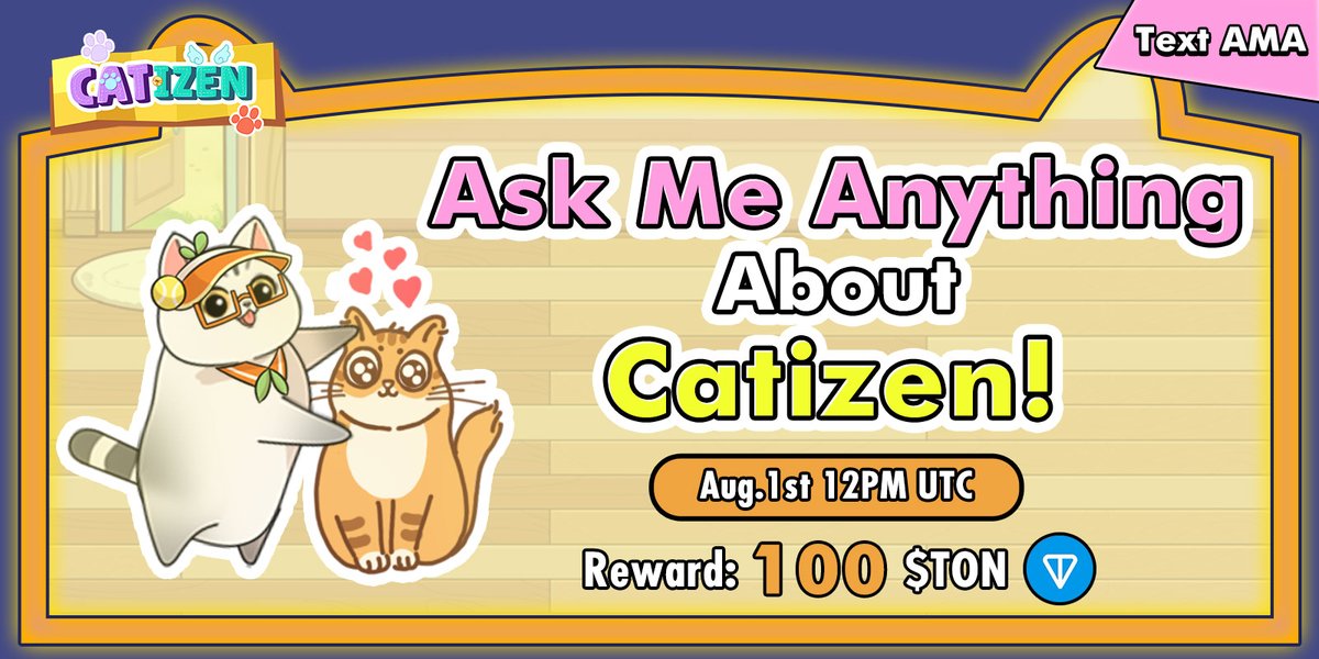🔥🔥 Ask Me Anything about Catizen😼
Just Ask Me Anything what you want to know! 🌟

🎉 Join us by dropping your questions in the <a href="/CatizenAI/">Catizen</a> Events topic (t.me/CatizenAI/34623) with the hashtag #CatizenAMA0801 .

💎 Reward Alert: We'll select 10 questions to answer, and the
