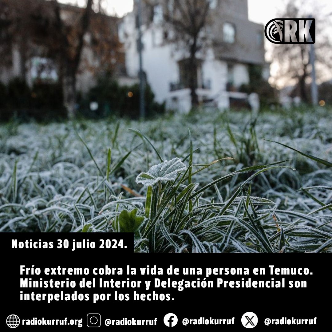 ⭕"...no todas las vidas importan, entendiendo únicamente la seguridad en tanto implique perseguir y tomar presos a mapuche ¿Dónde están las responsabilidades administrativas y políticas de no prepararse frente a las emergencias de frío extremo?"

👉 radiokurruf.org/2024/07/30/fri…