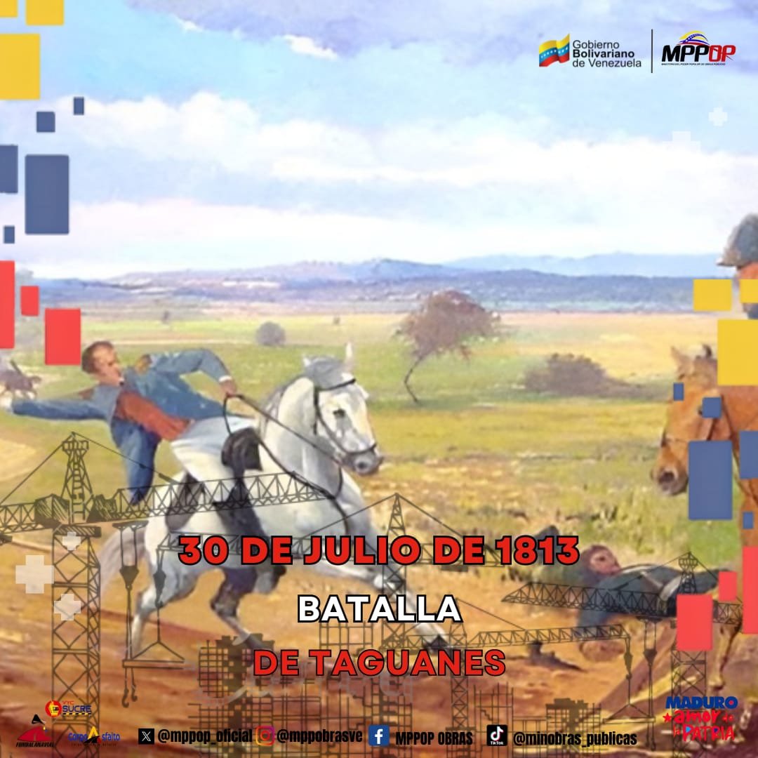 En 1813 se gestó la Batalla de Taguanes: el llano cojedeño presenció una de las batallas mas decisivas para la libertad venezolana. #GanoLaPazYLaEsperanza <a href="/NicolasMaduro/">Nicolás Maduro</a> <a href="/GRaulparedes/">Gral. Raúl Paredes</a>