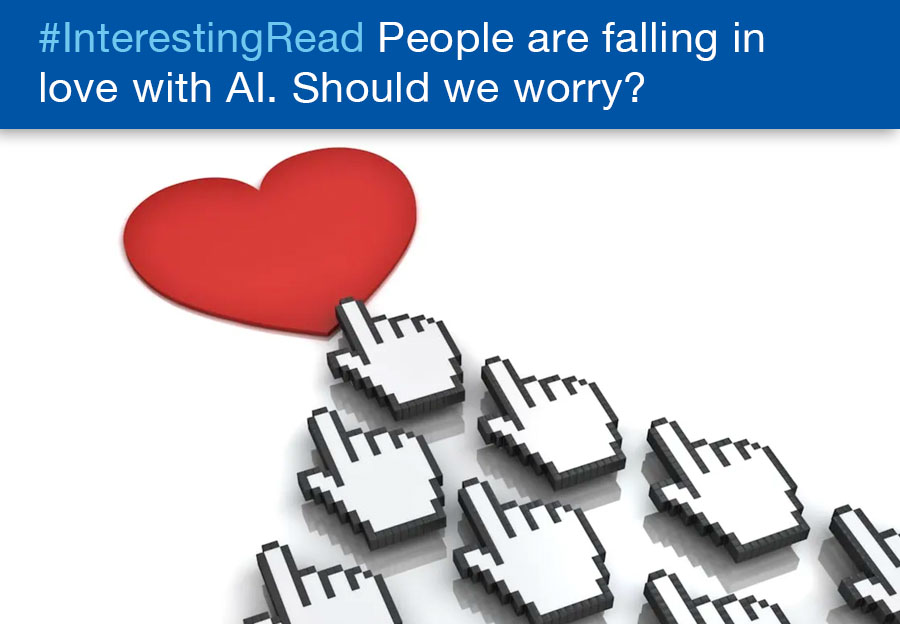 AccBioInc's tweet image. #InterestingRead People are falling in love with AI. Should we worry?
ow.ly/kHiM50SNpSe

Image credit: Shutterstock

#aifriend
#aicompanion
#romanticcompanion
#aichatbot
#ailove
#modernlove