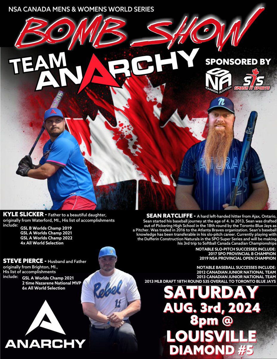 Here it is Nation, The 2024 Men's and Women's World Series Anarchy Bat Co. Bomb show roster - wow!!