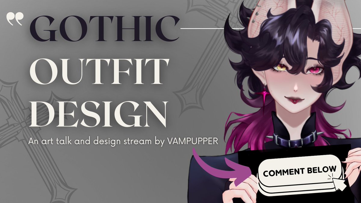 FREE GOTHIC OUTFIT DESIGN EVENT ‼️ 
Drop your PNGs if you wanna be apart of this month's art event! 
I will be giving a small talk about gothic fashion and then designing outfits for 3 people 🤍

📅: 4 august, sunday
🕙: 11AM EST / 11PM GMT +8

more info / set stream reminder ↴