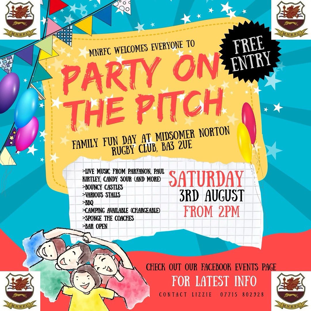 Our under 10s team are hosting a family fun day to help raise some much needed funds for their upcoming season.

There will be:

🎵Live music
🍦Ice Cream
🏪Stalls
🍖 BBQ
🏰 Bouncy Castle 
🍻 Bar open