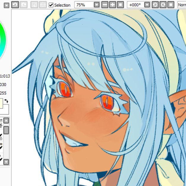 Borcheim's tweet photo. in recent arts i’ve been making dizzy’s stray hair in her bangs go 💫 i think it’s really important https://t.co/gzrJIip6EU