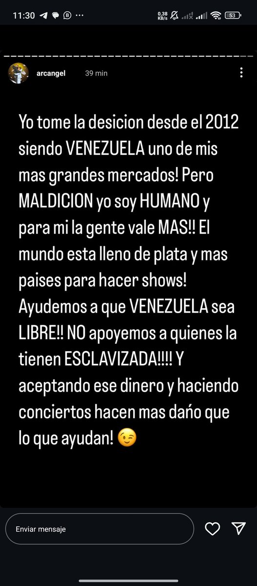 reoenc's tweet photo. Arcangel mandando un rafagazo a todos esos artistas que vienen al país a cantar, que obviamente son pagados con dinero sucio del régimen. https://t.co/4wULmw9U6Y