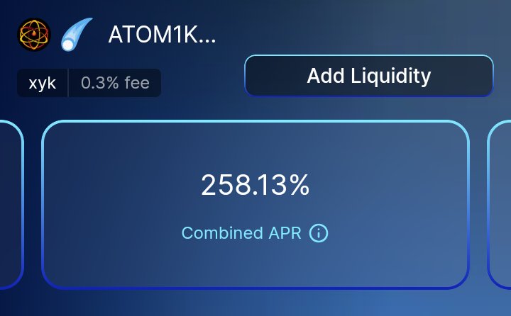 🫡💪

New rewards added by <a href="/asteroidxyz/">Asteroid Protocol</a> takes us to a combined 258% APR on the $ATOM1KLFG-ROIDS pool!
