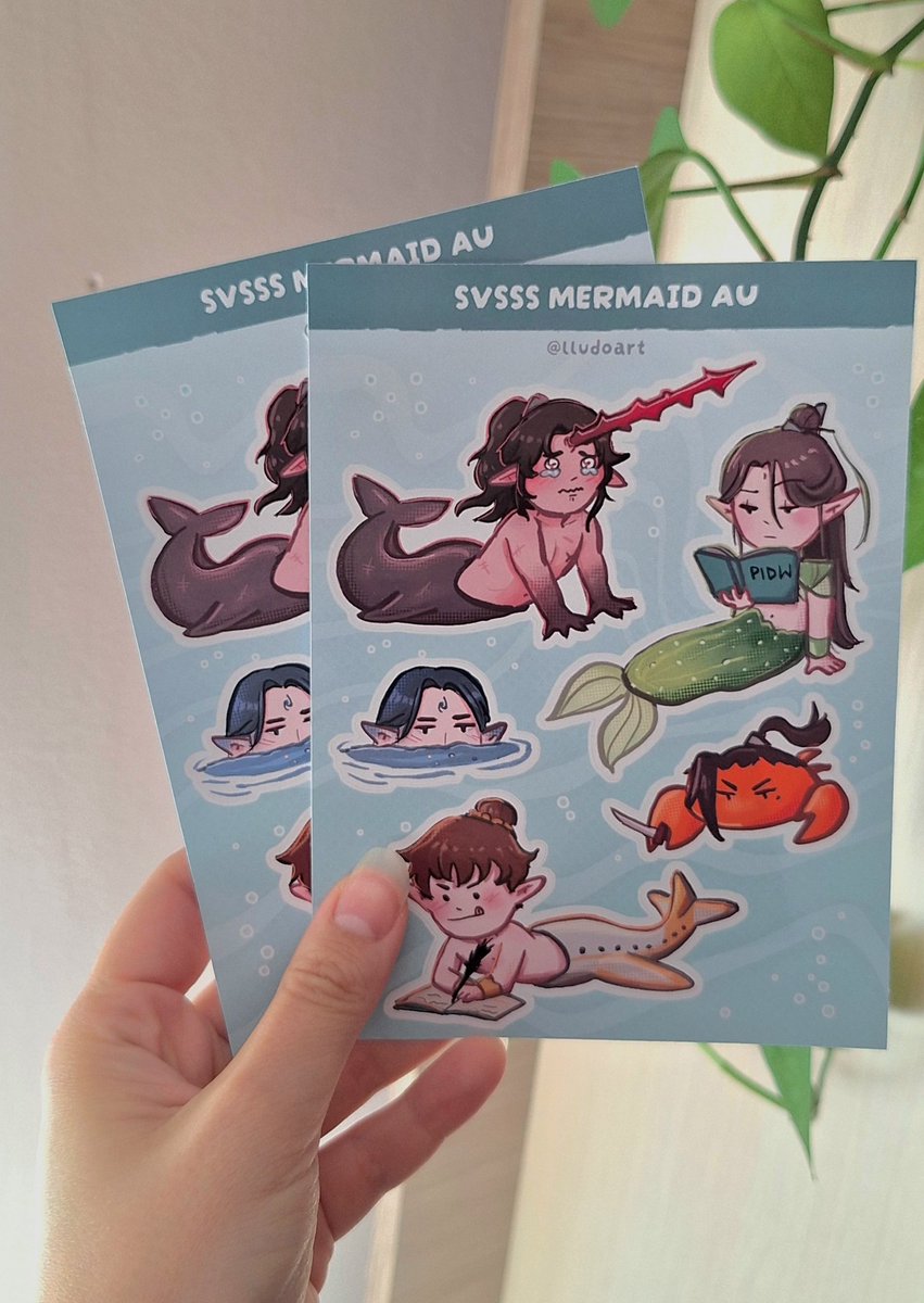 lludoart's tweet photo. I made new stickers with svsss mermaid au 🩷😌✨🥒 https://t.co/ECY2ebMXER