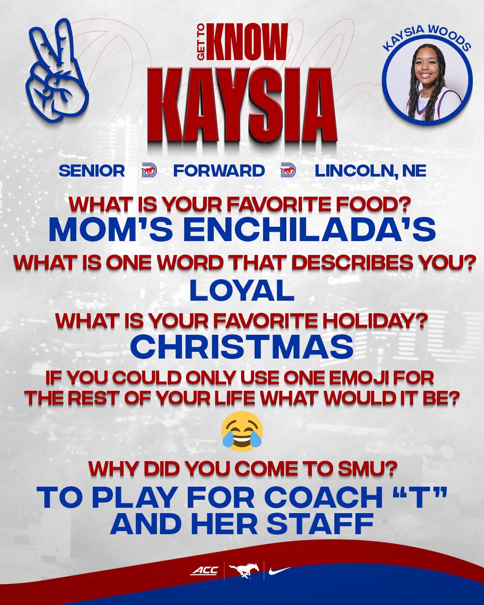 SMU Women's Basketball (@smuwbb) on Twitter photo Can’t wait to see Kaysia on the court this year!
Get to know <a href="/kaysiawoods/">kaysia woods</a>
#PonyUpDallas Can’t wait to see Kaysia on the court this year!
Get to know <a href="/kaysiawoods/">kaysia woods</a>
#PonyUpDallas