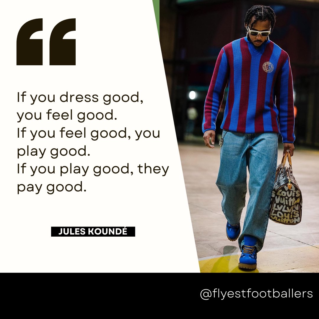 F_Footballers's tweet photo. Itโs Tuesday so choose to dress good, feel good and play good ๐
#Flyest #FlyestFootballers #Drip #Swagg #Kounde #Barcelona #France https://t.co/nnxjbAsnuC