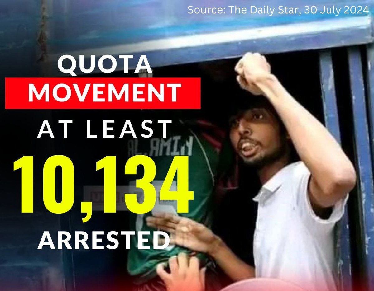 MdAzizRaihan2's tweet photo. After Killing more than 266 unarmed students, BD govt. is now arresting the protesters all over the country. Report says that at least 10,134 people have been arrested in last 12 days.

#BDPoliceBrutality
#SaveBangladesh
#SaveBangladeshiStudents
#WeWantJustice
#StepDownHasina https://t.co/H0Nt7lMHai