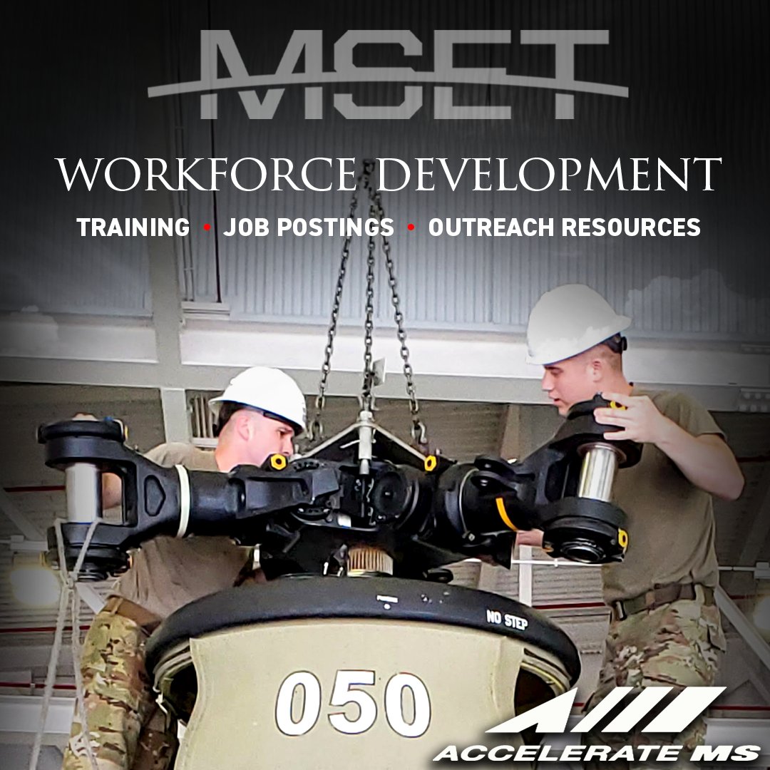 MSET partners with AccelerateMS to facilitate workforce development opportunities: 
• Facilitates training to support federal contract rules &amp; regulations 
• Job postings 
• Outreach to educational &amp; government resources  
Interested in more, contact Brittany.morse@mset.org