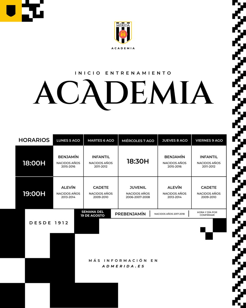 ⚪️⚫️ 𝐈𝐧𝐢𝐜𝐢𝐨 𝐝𝐞 𝐄𝐧𝐭𝐫𝐞𝐧𝐚𝐦𝐢𝐞𝐧𝐭𝐨𝐬 |

🔛⚽️ Comienza a rodar el balón en Nuestra Academia

⏰ Estos son los horarios 👇