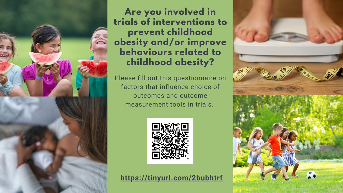 KarenMSikar's tweet image. Last call to complete our survey! Looking for researchers at all career stages and roles- if you have been involved in a trial on #childhoodobesity or related behaviours let us know what you think about trial #outcomes! tinyurl.com/2bubhtrf
