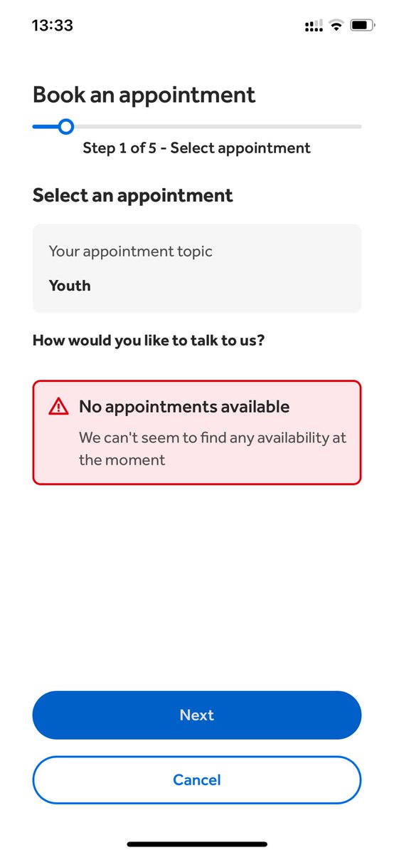 StuartHarling's tweet photo. @BarclaysUK been banking with you nearly 30 years and as you have e recently closed my Skipton branch I’ve been advised to book a video appointment to open a child saver account for my son.  Problem is your app says no appointments available.  What do you suggest? https://t.co/IfSGGKNGNk