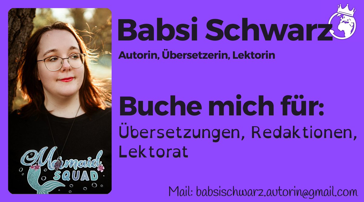 Team Weltherrschaft (@teamwehe) on Twitter photo Schon gewusst, dass <a href="/babsischwarz_/">ahoibabsi | Babsi Schwarz</a> nicht nur selbst großartige Romane schreibt, sondern auch Erfahrungen im Bereich Lektorat, Korrektorat & Übersetzungen hat? 👀
Falls ihr also kompetentes & ehrliches Feedback braucht, um eure Texte zu verbessern: Schreibt ihr!
Es lohnt sich 😌 Schon gewusst, dass <a href="/babsischwarz_/">ahoibabsi | Babsi Schwarz</a> nicht nur selbst großartige Romane schreibt, sondern auch Erfahrungen im Bereich Lektorat, Korrektorat & Übersetzungen hat? 👀
Falls ihr also kompetentes & ehrliches Feedback braucht, um eure Texte zu verbessern: Schreibt ihr!
Es lohnt sich 😌