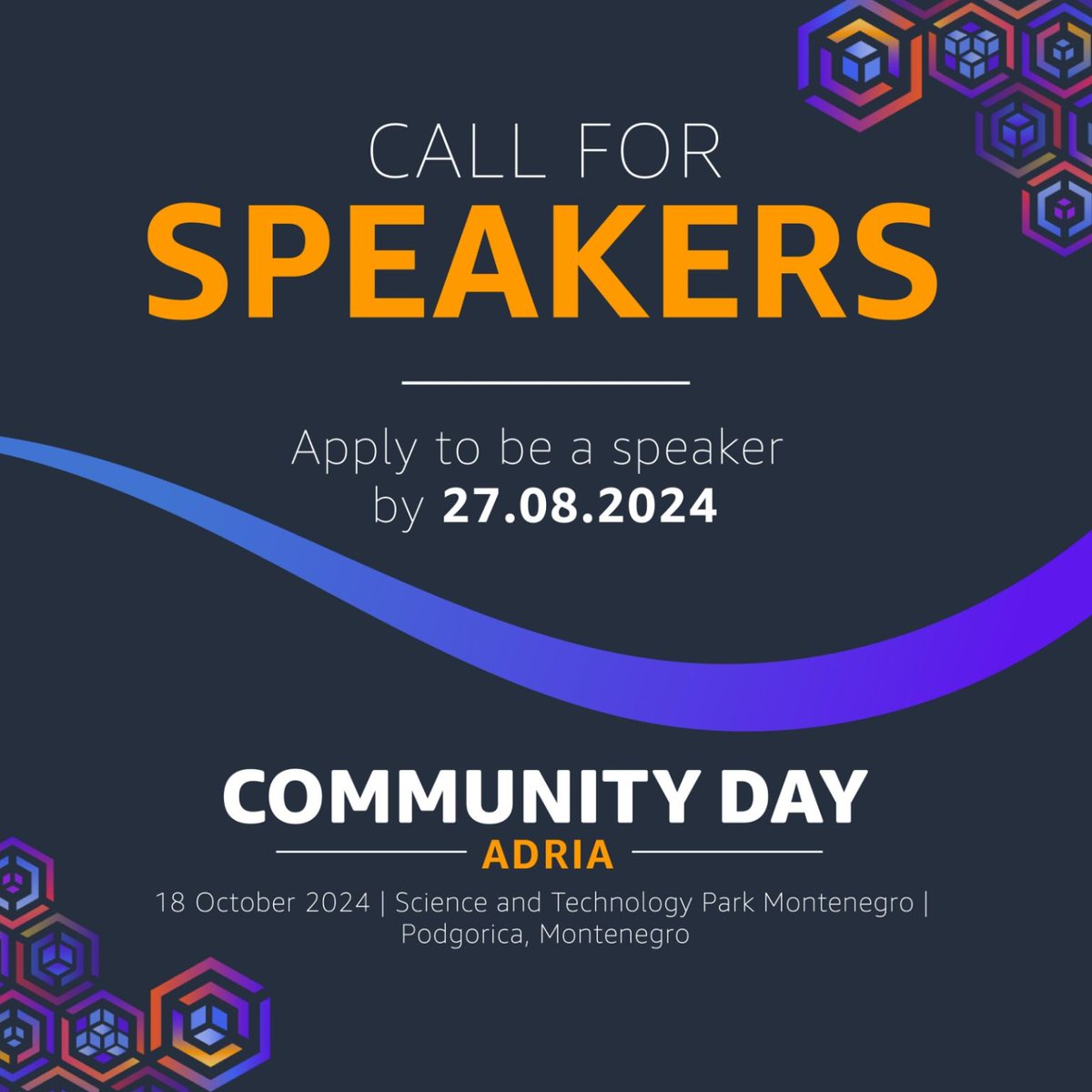 I'm thrilled to announce the Call for Speakers for AWS Community Day Adria 2024, taking place on October 18th, 2024, in Podgorica, Montenegro! 
🔗 Submit Here: lnkd.in/dX9VfaiY

📅 Submission Deadline: 27.08.2024

#awscommunitydayadria #awscommunity #awsbosnia