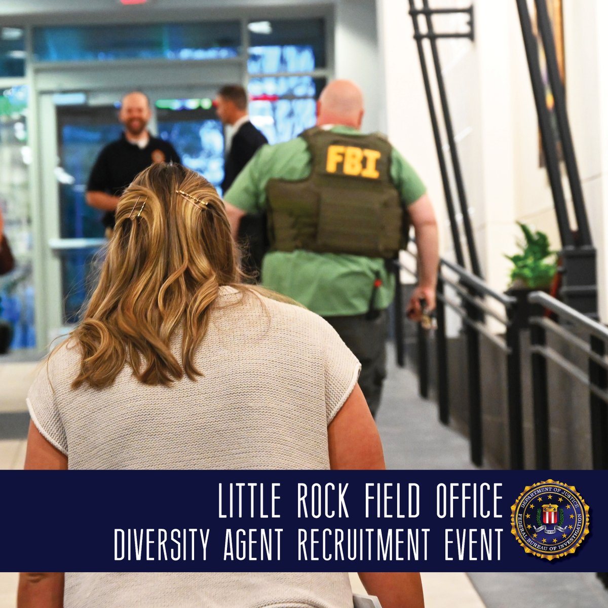 FBILittleRock's tweet photo. #FBILR would like to thank everyone who attended our DAR event this Wednesday. Potential recruits came together to network with local FBI employees & learn more about what it takes to become an FBI special agent. More info on the special agent job here:https://t.co/rQgEUigQZI. https://t.co/5J5VnXDvkG