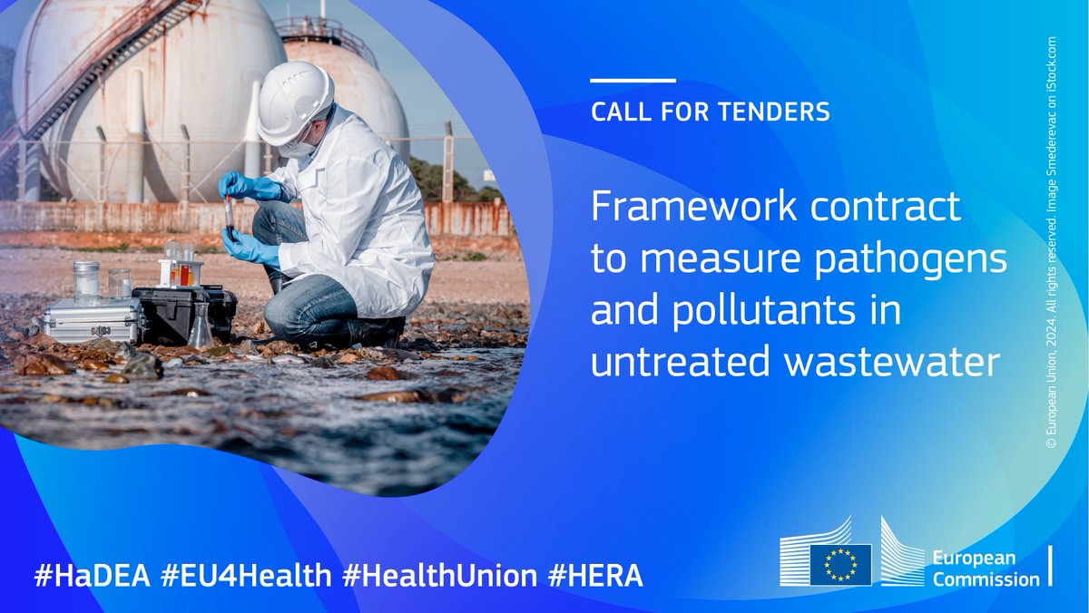 Join the EU in creating an early warning system for future pandemics. Check out the #EU4Health call for tenders for framework contracts to measure pathogens and pollutants in untreated wastewater:
📝3 lots
📅Deadline: 17/9
hadea.ec.europa.eu/news/eu4health…