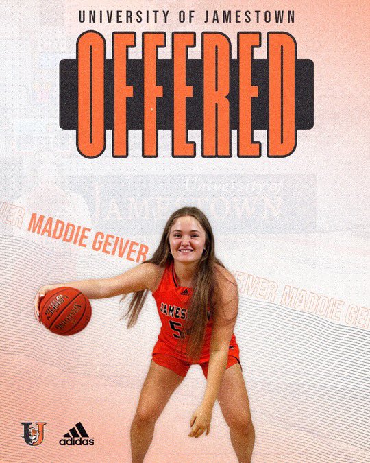 Madison Geiver (@madisongeiver) on Twitter photo After a great talk and visit with <a href="/thadsankey/">Thad Sankey</a> and <a href="/faith_brintle5/">Faith Brintle</a>. I am pleased to announce that I have received an offer from <a href="/jimmie_wbb/">Jamestown Women’s Basketball</a>. After a great talk and visit with <a href="/thadsankey/">Thad Sankey</a> and <a href="/faith_brintle5/">Faith Brintle</a>. I am pleased to announce that I have received an offer from <a href="/jimmie_wbb/">Jamestown Women’s Basketball</a>.