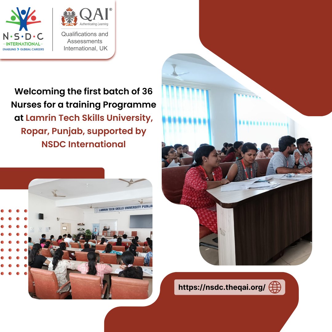 QAIUK's tweet photo. Welcoming the first batch of 36 Nurses for a training Programme at Lamrin Tech Skills University, Ropar, Punjab, supported by NSDC International.

@lamrinuniv @kaurass 
#qaiuk #healthcare #careworkers #caregivers #nurses #nursing #health #healthcare #hospitalcare #care #caregiver https://t.co/KLSTfbaMT6