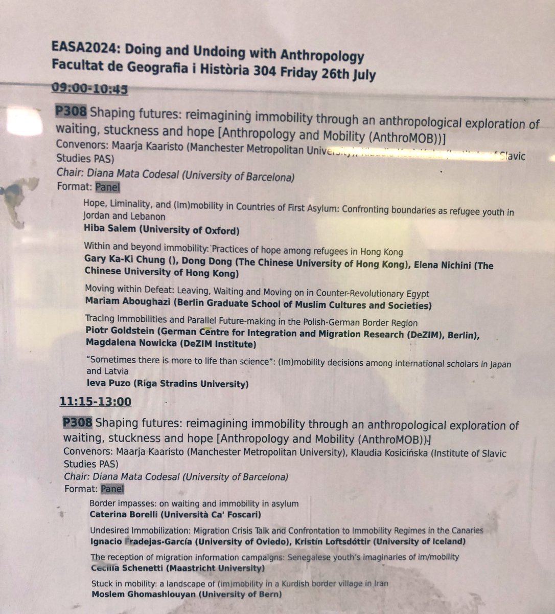 Thinking back to #EASA2024 and the panel “Shaping Futures: Reimagining immobility through an anthropological exploration of waiting, stuckness and hope” co-convened by <a href="/MaarjaKaaristo/">Maarja Kaaristo</a> @arrobilleta and Klaudia Kosicińska.