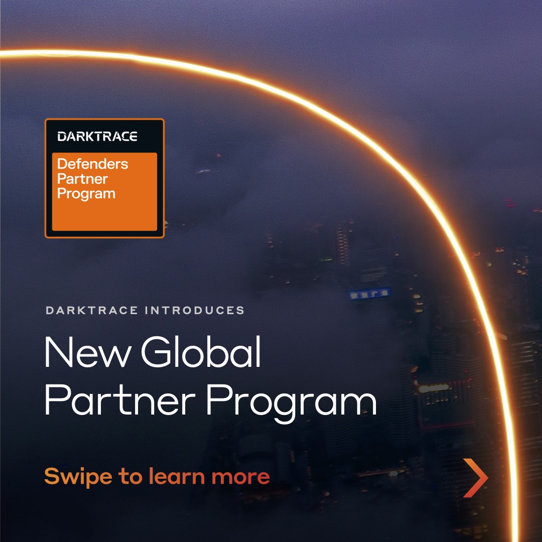 Darktrace's tweet photo. Say hello to the Darktrace Defenders Partner Program! 🛡️🤝 Our new global partner program encourages deeper collaboration, empowers partners, and helps organizations improve cyber resilience with the Darktrace ActiveAI Security Platform™ and more! Check out the details 👇