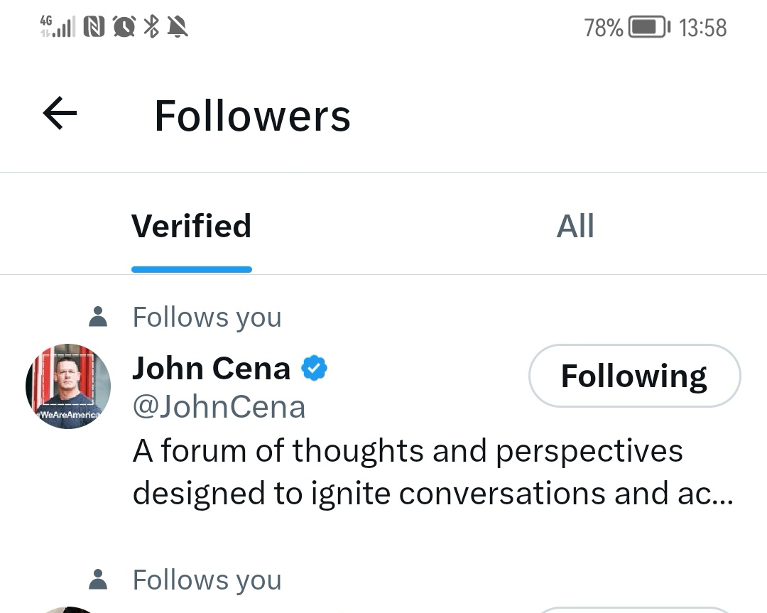 Listen I don't care if he follows everyone alright, he's following me and shhh I'm allowed to do a lil jumping up down (while holding the diddies down so I'm not knocked out 😂) in excitement 🤷‍♀️🤷‍♀️
John cena is the only man I'd ever be happy to see 😂😂😂