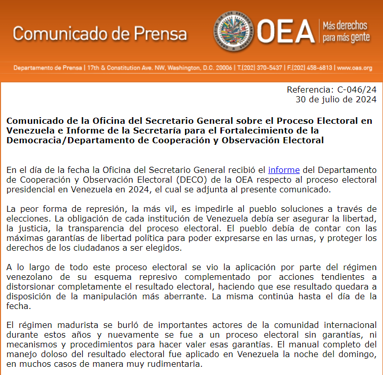 enmanuelrm's tweet photo. OEA denuncia fraude electoral por el Régimen Madurista https://t.co/H6dKwCJhKS